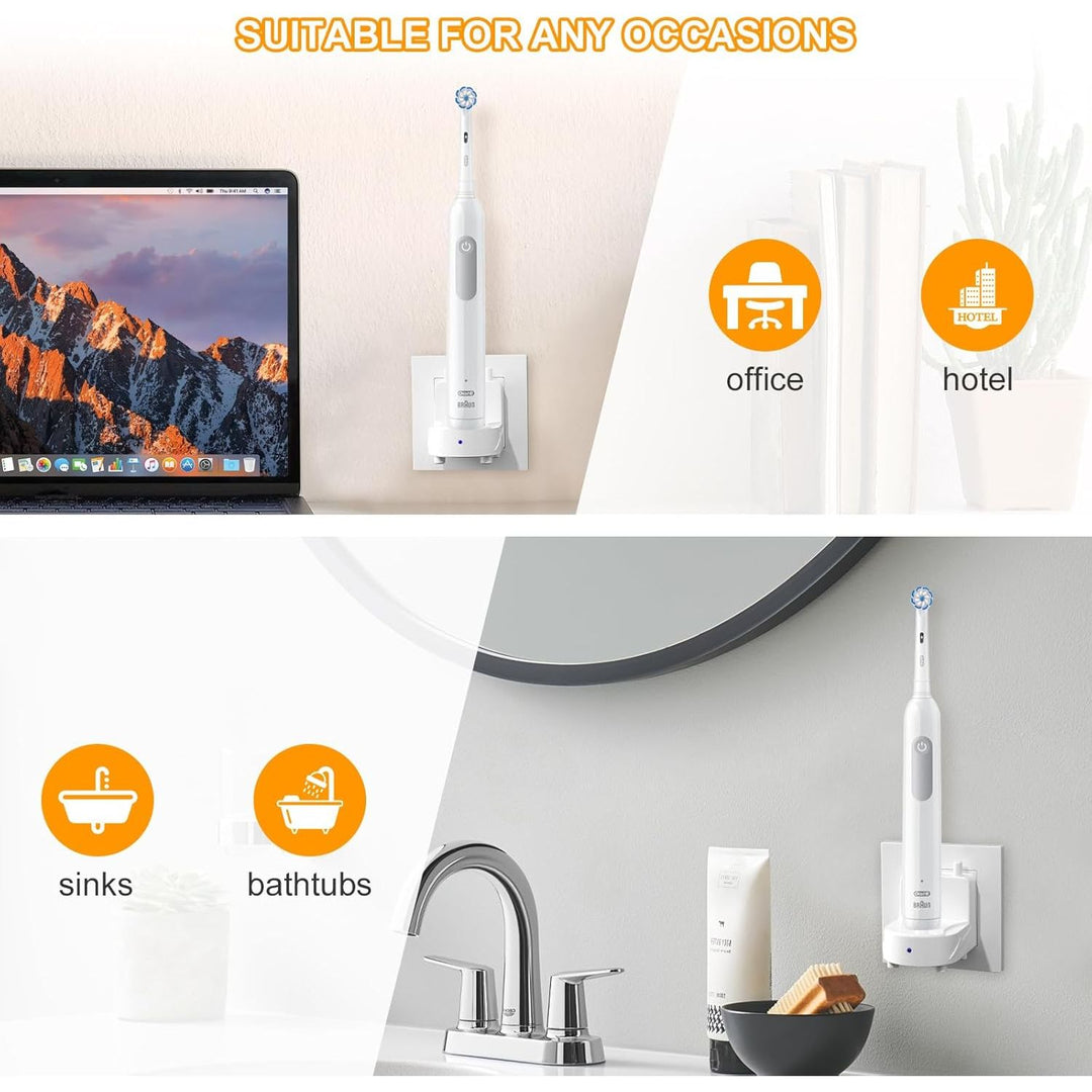 Teeteck Toothbrush Wall Charger for Braun Oral - B Electric Toothbrush, Replacement Model 3757 Wireless Charger Base - Waterproof & Portable - Ideal for Bathroom and Travel(White, CA) - Just Closeouts Canada Inc.