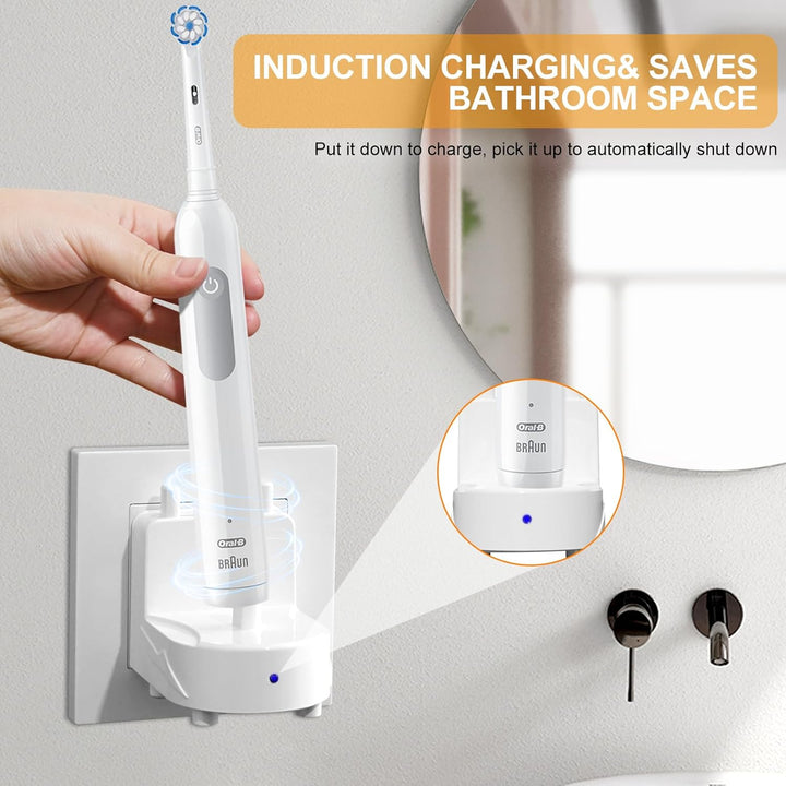 Teeteck Toothbrush Wall Charger for Braun Oral - B Electric Toothbrush, Replacement Model 3757 Wireless Charger Base - Waterproof & Portable - Ideal for Bathroom and Travel(White, CA) - Just Closeouts Canada Inc.
