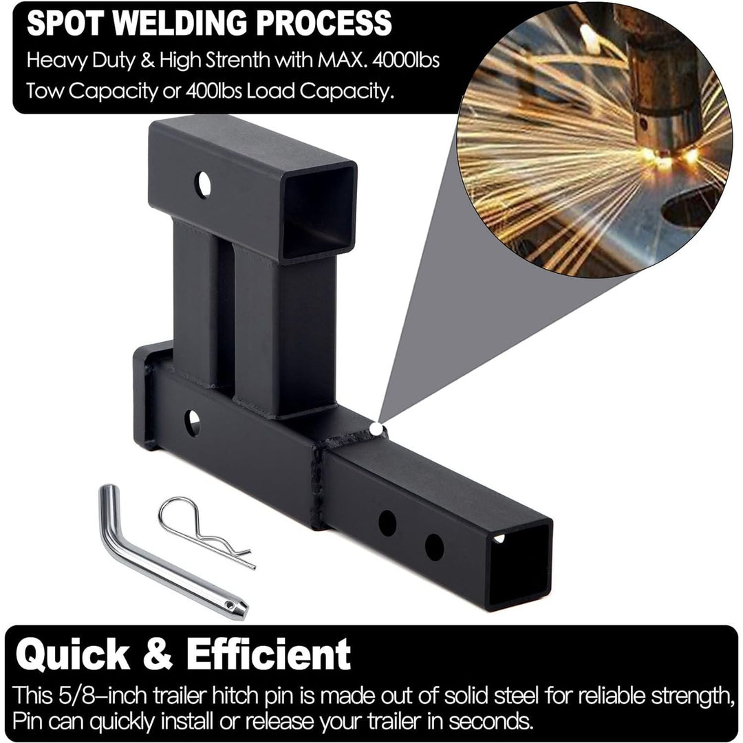 Telakeni 4000lbs 2" Trailer Dual Adapter Drop Hitch Receiver Extender Towing Hitch Extension - Just Closeouts Canada Inc.