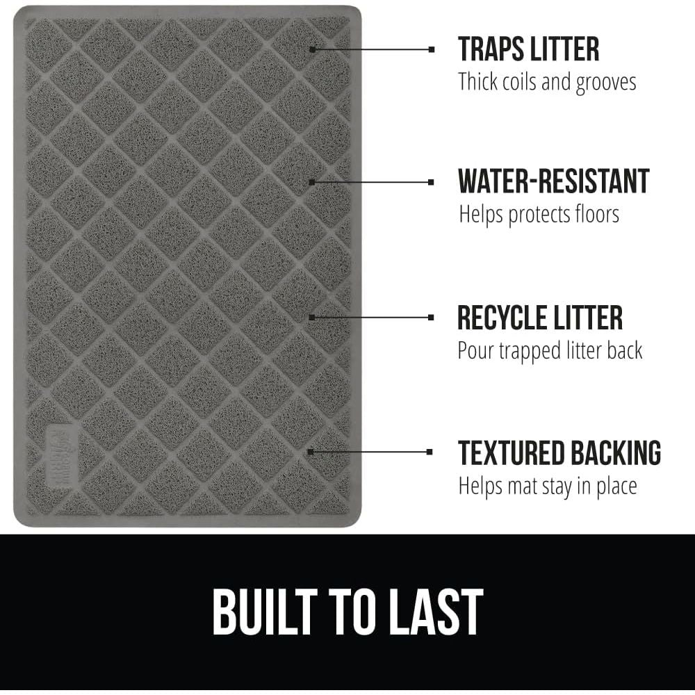 The Original GORILLA GRIP Water Resistant Cat Litter Box Catcher Mat, Easy Cleaning Mess Trapper Protects Floors, Stays in Place for Cats, Soft on Kitty Paws, Less Waste, 61x43 cm Gray - Just Closeouts Canada Inc.
