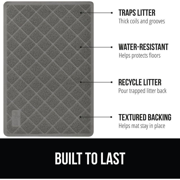 The Original GORILLA GRIP Water Resistant Cat Litter Box Catcher Mat, Easy Cleaning Mess Trapper Protects Floors, Stays in Place for Cats, Soft on Kitty Paws, Less Waste, 61x43 cm Gray - Just Closeouts Canada Inc.