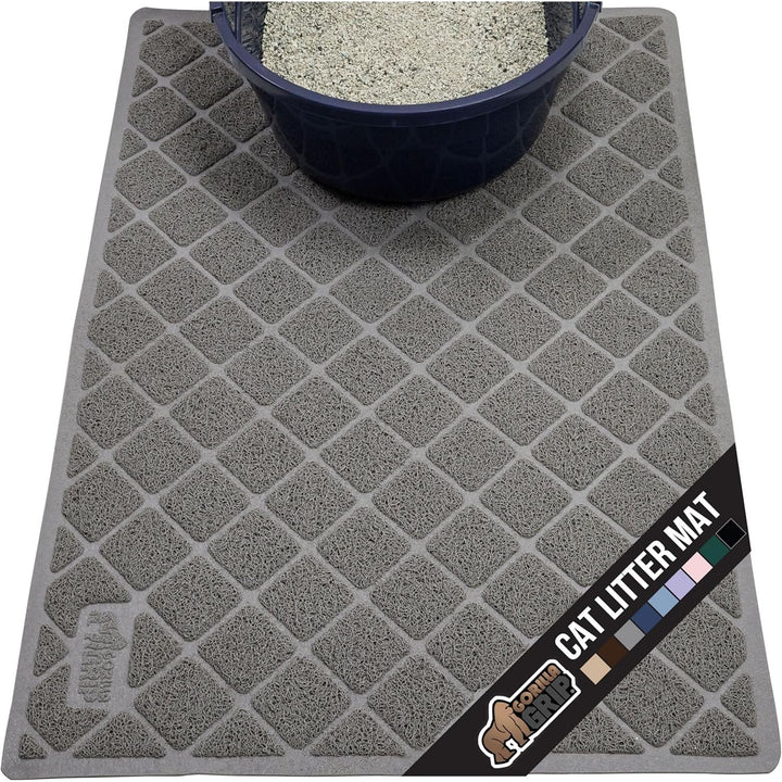 The Original GORILLA GRIP Water Resistant Cat Litter Box Catcher Mat, Easy Cleaning Mess Trapper Protects Floors, Stays in Place for Cats, Soft on Kitty Paws, Less Waste, 61x43 cm Gray - Just Closeouts Canada Inc.
