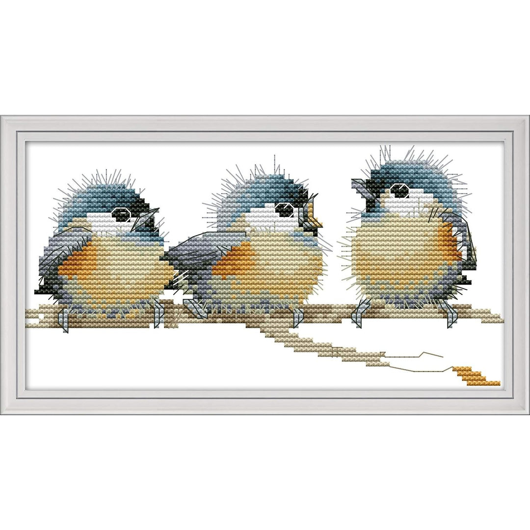 Three Birds stamped cross-stitch pattern