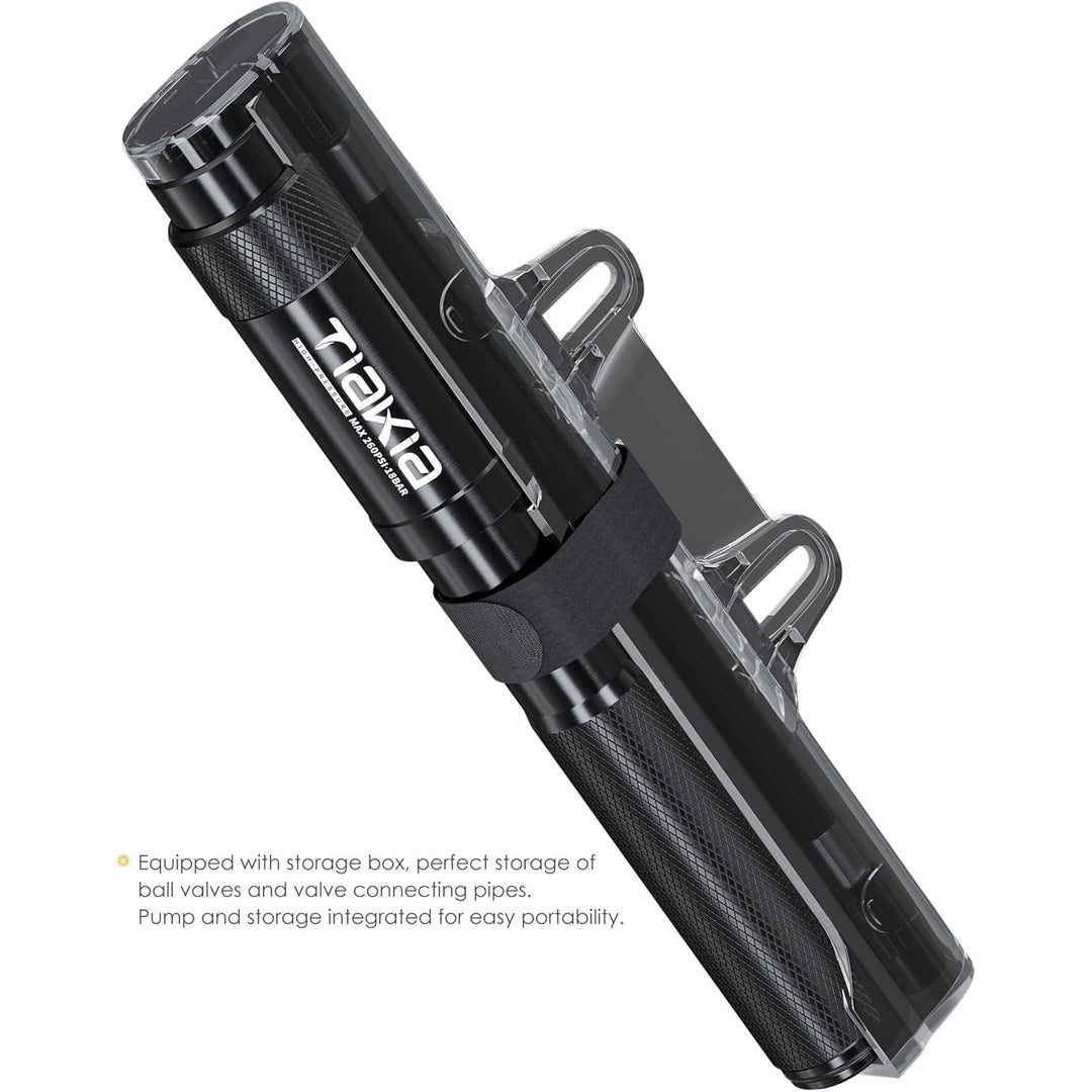 Tiakia Mini Bike Pump Portable Bicycle Pump Compact High Pressure Frame Pump 260PSI - Air Hand Pump Fit Presta, Schrader & Woods Valves,Aluminum Alloy Durable Tire Pump for Road/Mountain/BMX Bikes - Just Closeouts Canada Inc.