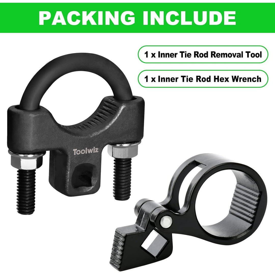 Toolwiz Inner Tie Rod Removal Tool Kit, 3/8'' Universal Low Profile Tool and Inner Tie Rod Hex Wrench Repair Remover 27 - 42mm End Accessory for 1/2" Square Drive, 2pcs for Most Cars Repair - Just Closeouts Canada Inc.