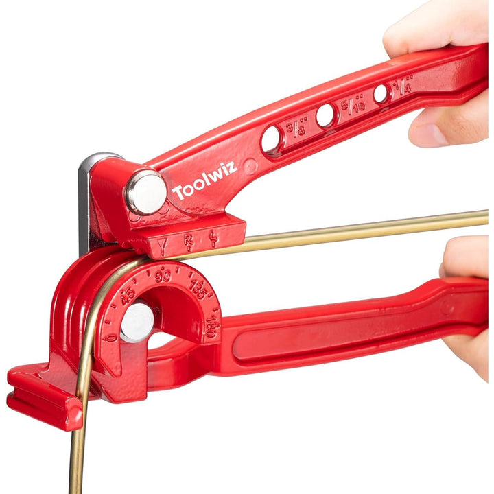 Toolwiz Pipe Bender 3 - in - 1 Manual Tube Bender for 1/4'' 5/16'' 3/8'' Tubing 0 - 180 Degrees Heavy Duty Brake Line Bending Tool for Copper Brass and Aluminum Pipes - Just Closeouts Canada Inc.
