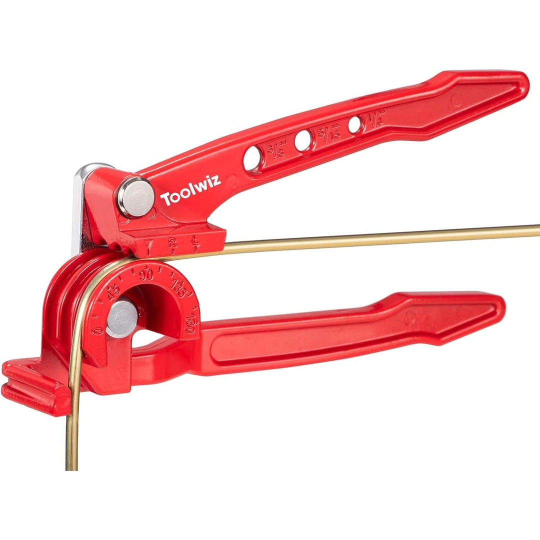 Toolwiz Pipe Bender 3 - in - 1 Manual Tube Bender for 1/4'' 5/16'' 3/8'' Tubing 0 - 180 Degrees Heavy Duty Brake Line Bending Tool for Copper Brass and Aluminum Pipes - Just Closeouts Canada Inc.