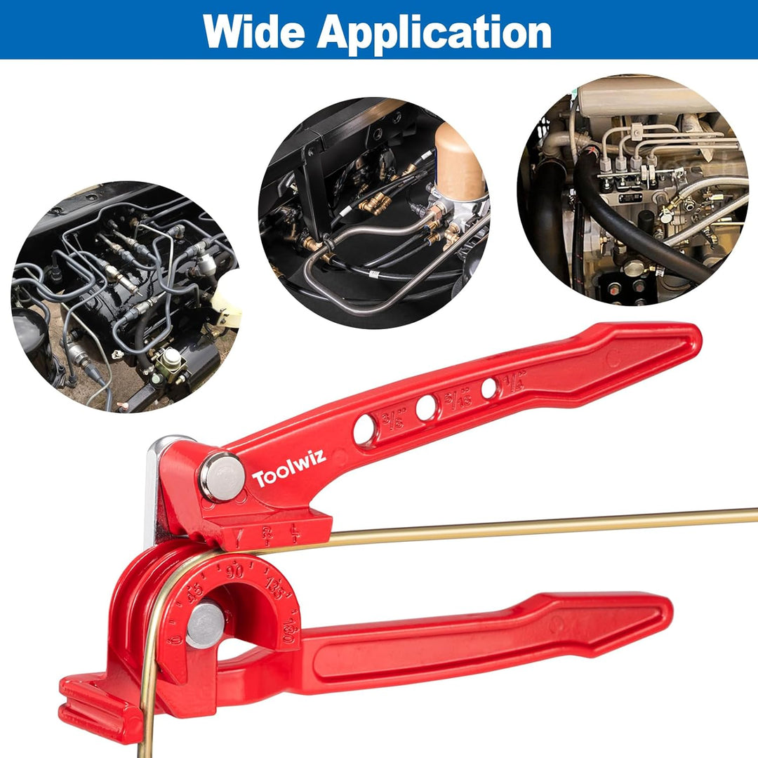 Toolwiz Pipe Bender 3 - in - 1 Manual Tube Bender for 1/4'' 5/16'' 3/8'' Tubing 0 - 180 Degrees Heavy Duty Brake Line Bending Tool for Copper Brass and Aluminum Pipes - Just Closeouts Canada Inc.