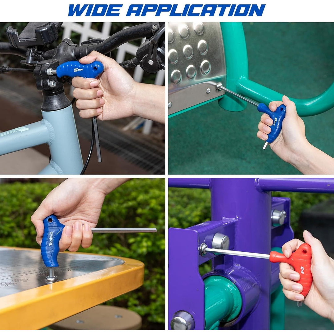 Toolwiz T Handle Allen Wrench Set of 14 Portable Hex Key Set SAE & Metric CR - V Steel Allen Key Set for 4S Shop Bike Motorcycle Repair Mechanics Home Maintenance - Just Closeouts Canada Inc.