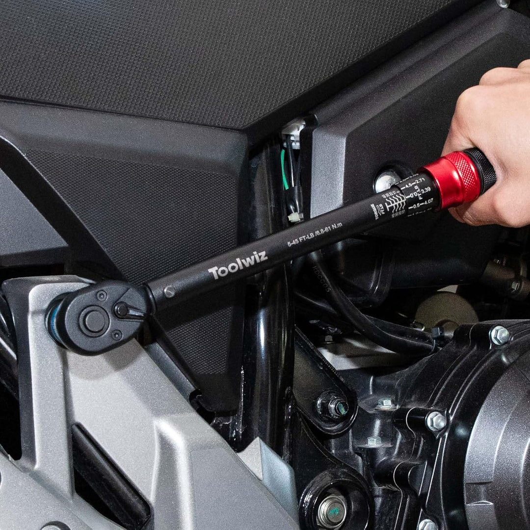 Toolwiz Torque 3/8 - Inch Drive Click Torque Wrench 5 - 45 Ft - Lb/6.8 - 61 Nm Dual Direction Adjustable 72 Tooth Click Torque Wrench for Bike, Motorcycle, Car Repair, Home Maintance - Just Closeouts Canada Inc.