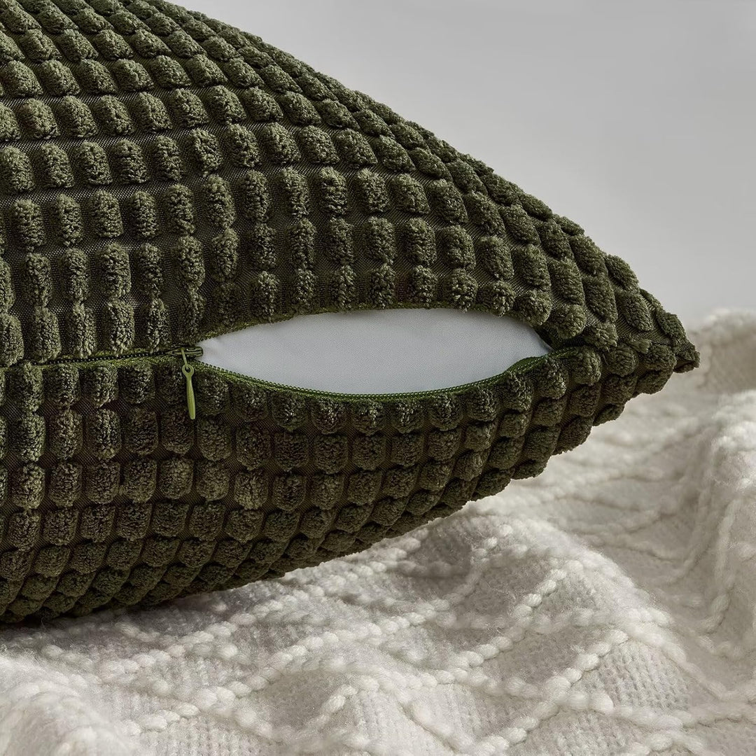 Topfinel 4 Packs Olive Green Decorative Throw Pillow Covers 18x18 Inch for Living Room Couch Bed Sofa, Boho Western Farmhouse Home Decor, Square Soft Moss Corduroy Fall Cushion Case 45x45 cm - Just Closeouts Canada Inc.