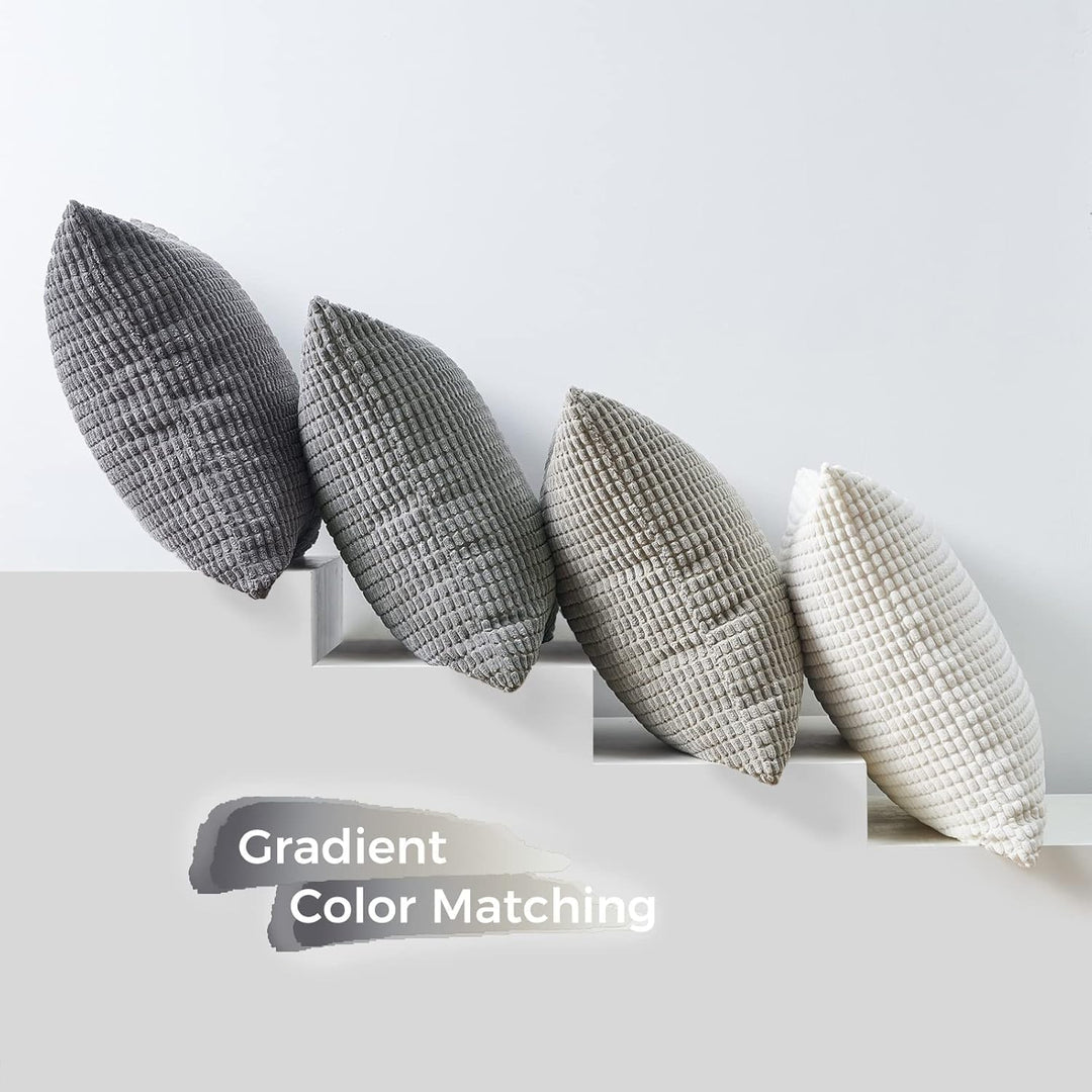 Topfinel Neutral Room Decor Throw Pillows Covers - Multi Gray Combo 20" x 20" Set of 4 - Corduroy Modern Grey Living Room Decorative Cushion Case Euro Shams - Just Closeouts Canada Inc.