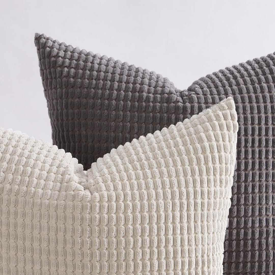 Topfinel Neutral Room Decor Throw Pillows Covers - Multi Gray Combo 20" x 20" Set of 4 - Corduroy Modern Grey Living Room Decorative Cushion Case Euro Shams - Just Closeouts Canada Inc.