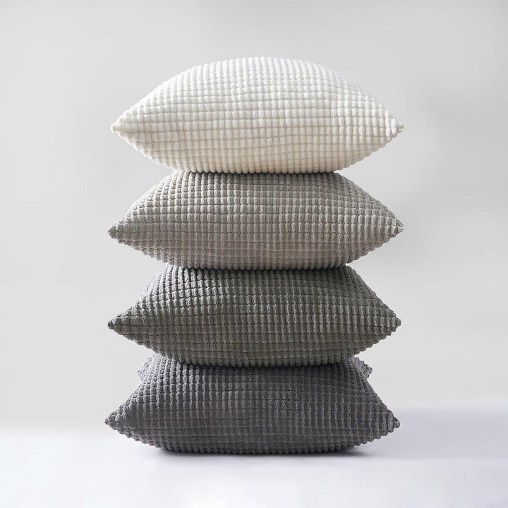 Topfinel Neutral Room Decor Throw Pillows Covers - Multi Gray Combo 20" x 20" Set of 4 - Corduroy Modern Grey Living Room Decorative Cushion Case Euro Shams - Just Closeouts Canada Inc.