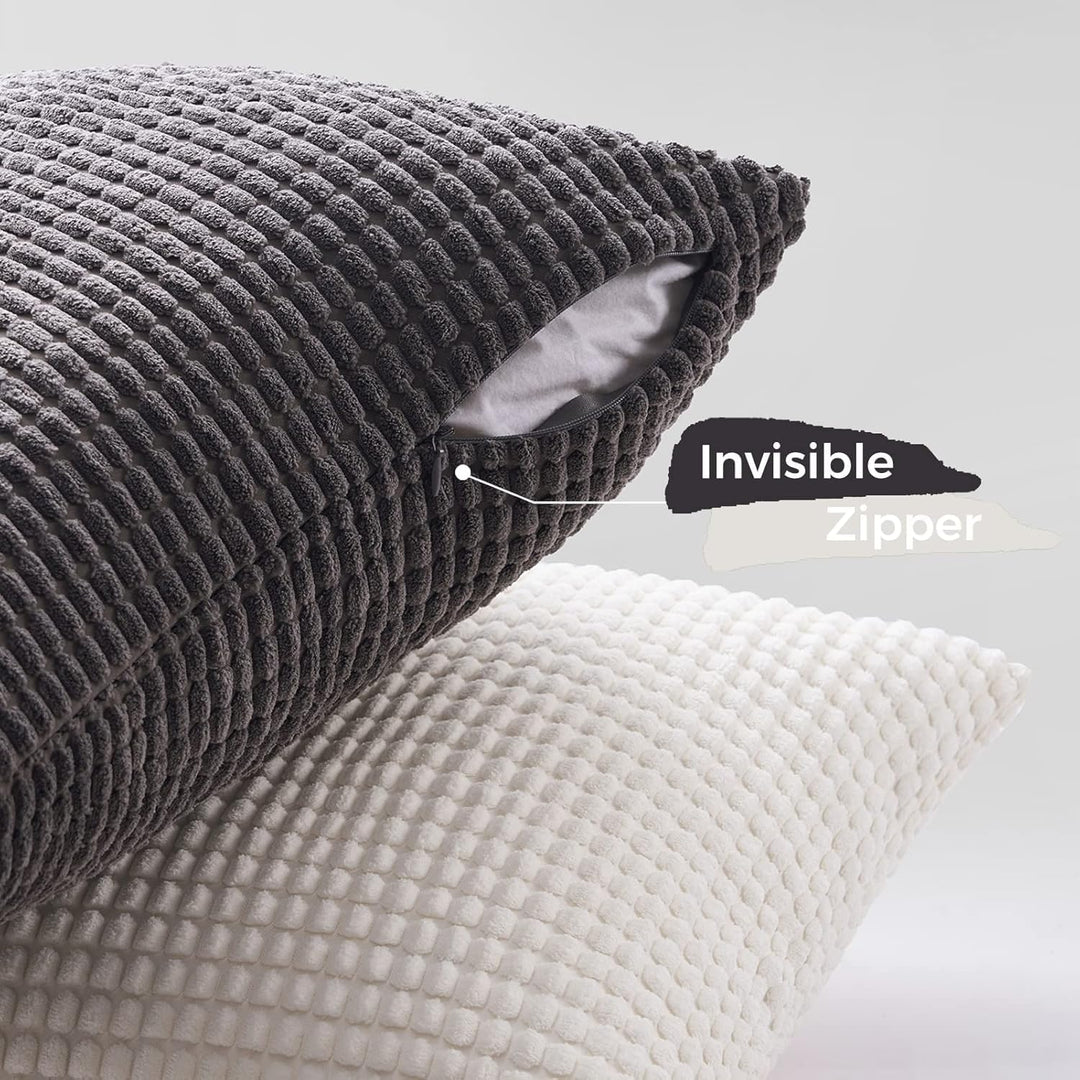 Topfinel Neutral Room Decor Throw Pillows Covers - Multi Gray Combo 20" x 20" Set of 4 - Corduroy Modern Grey Living Room Decorative Cushion Case Euro Shams - Just Closeouts Canada Inc.