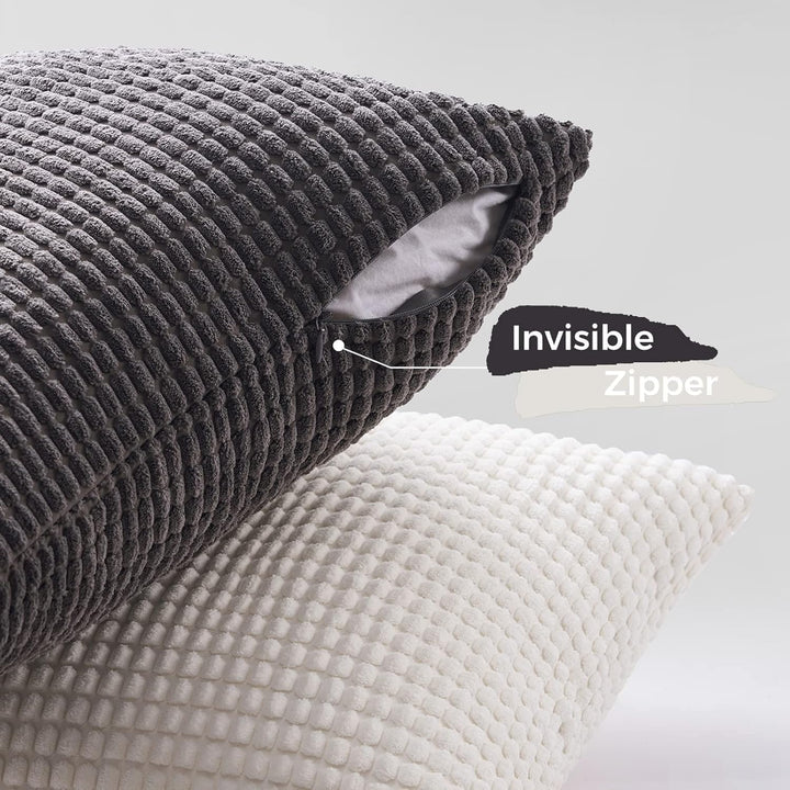 Topfinel Neutral Room Decor Throw Pillows Covers - Multi Gray Combo 20" x 20" Set of 4 - Corduroy Modern Grey Living Room Decorative Cushion Case Euro Shams - Just Closeouts Canada Inc.