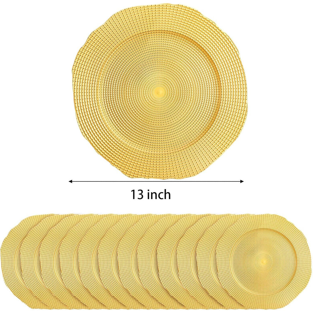 TOPZEA 12 Pack Gold Charger Plates, 13 Inch Plastic Dinner Under Plates Elegant Charger Service Ware Base Plate Bulk Reusable Decorative Round Placemat for Wedding, Banquet Table Setting Decor - Just Closeouts Canada Inc.