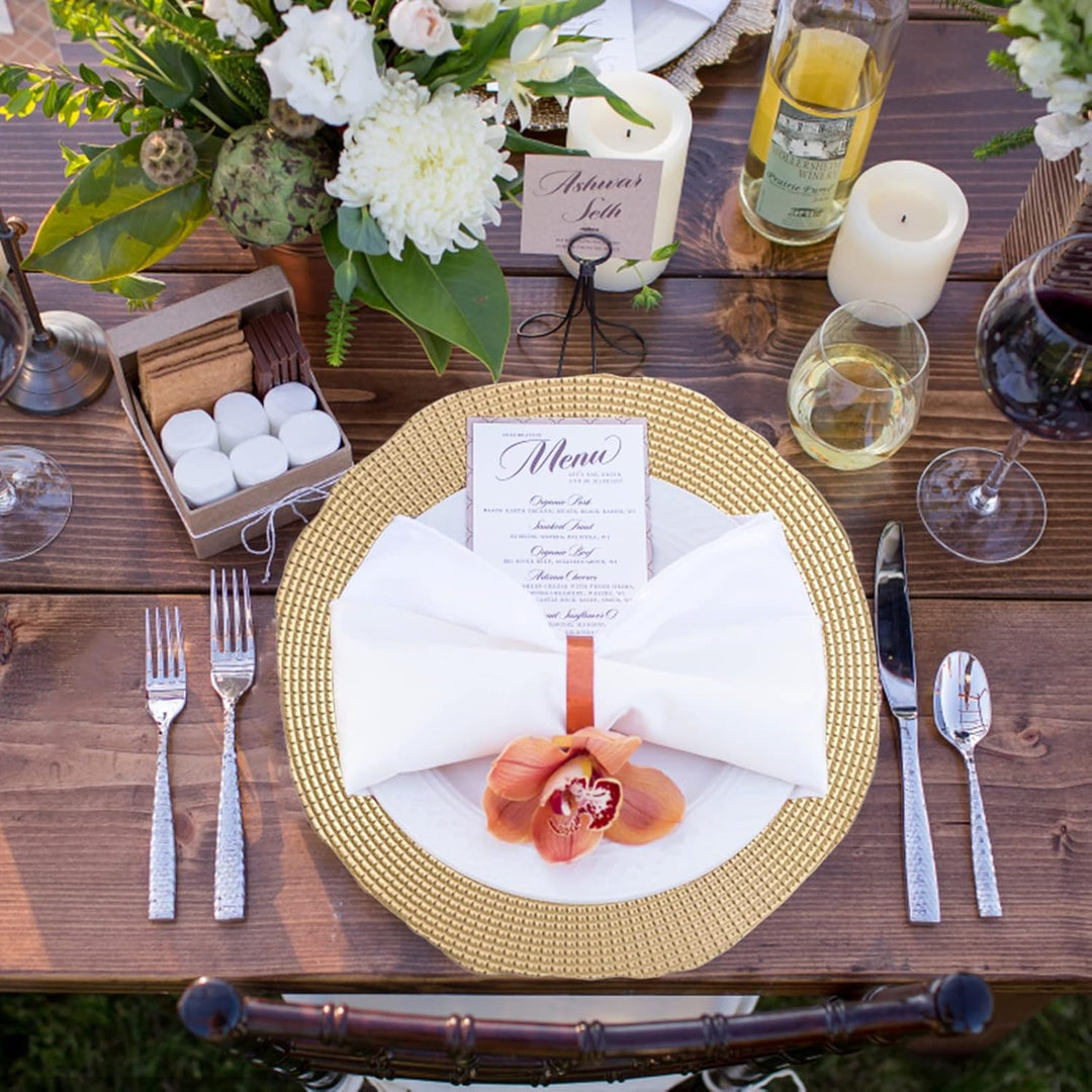 TOPZEA 12 Pack Gold Charger Plates, 13 Inch Plastic Dinner Under Plates Elegant Charger Service Ware Base Plate Bulk Reusable Decorative Round Placemat for Wedding, Banquet Table Setting Decor - Just Closeouts Canada Inc.