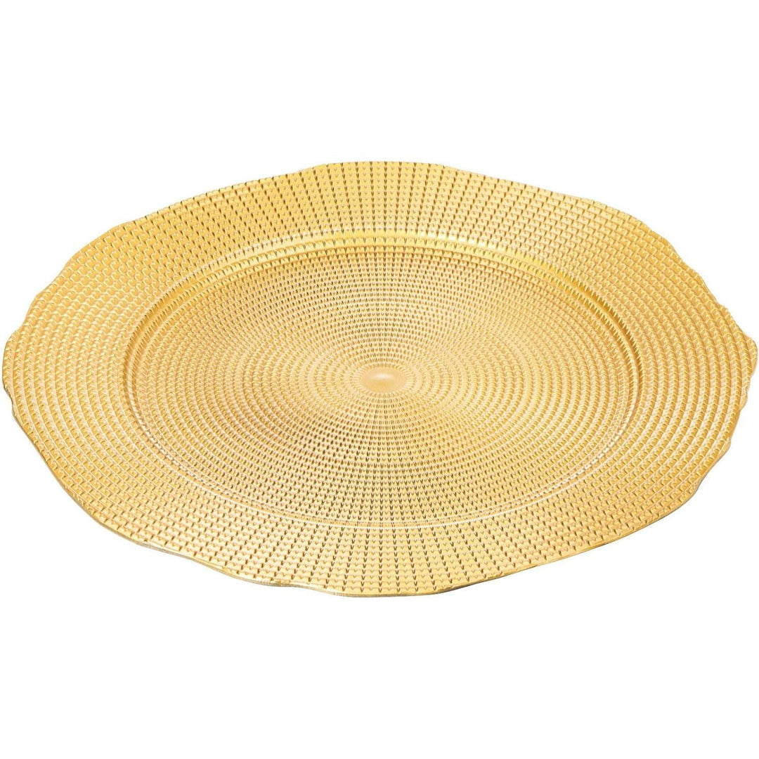 TOPZEA 12 Pack Gold Charger Plates, 13 Inch Plastic Dinner Under Plates Elegant Charger Service Ware Base Plate Bulk Reusable Decorative Round Placemat for Wedding, Banquet Table Setting Decor - Just Closeouts Canada Inc.