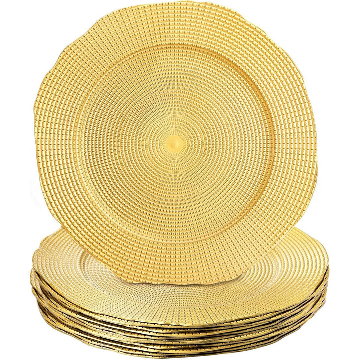TOPZEA 12 Pack Gold Charger Plates, 13 Inch Plastic Dinner Under Plates Elegant Charger Service Ware Base Plate Bulk Reusable Decorative Round Placemat for Wedding, Banquet Table Setting Decor - Just Closeouts Canada Inc.