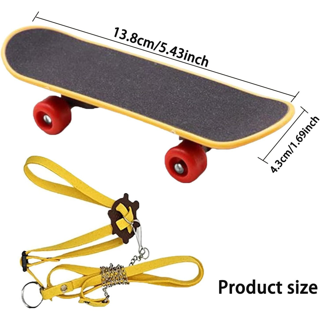 Tortoise skateboard and adjustable yellow harness leash set, view 2