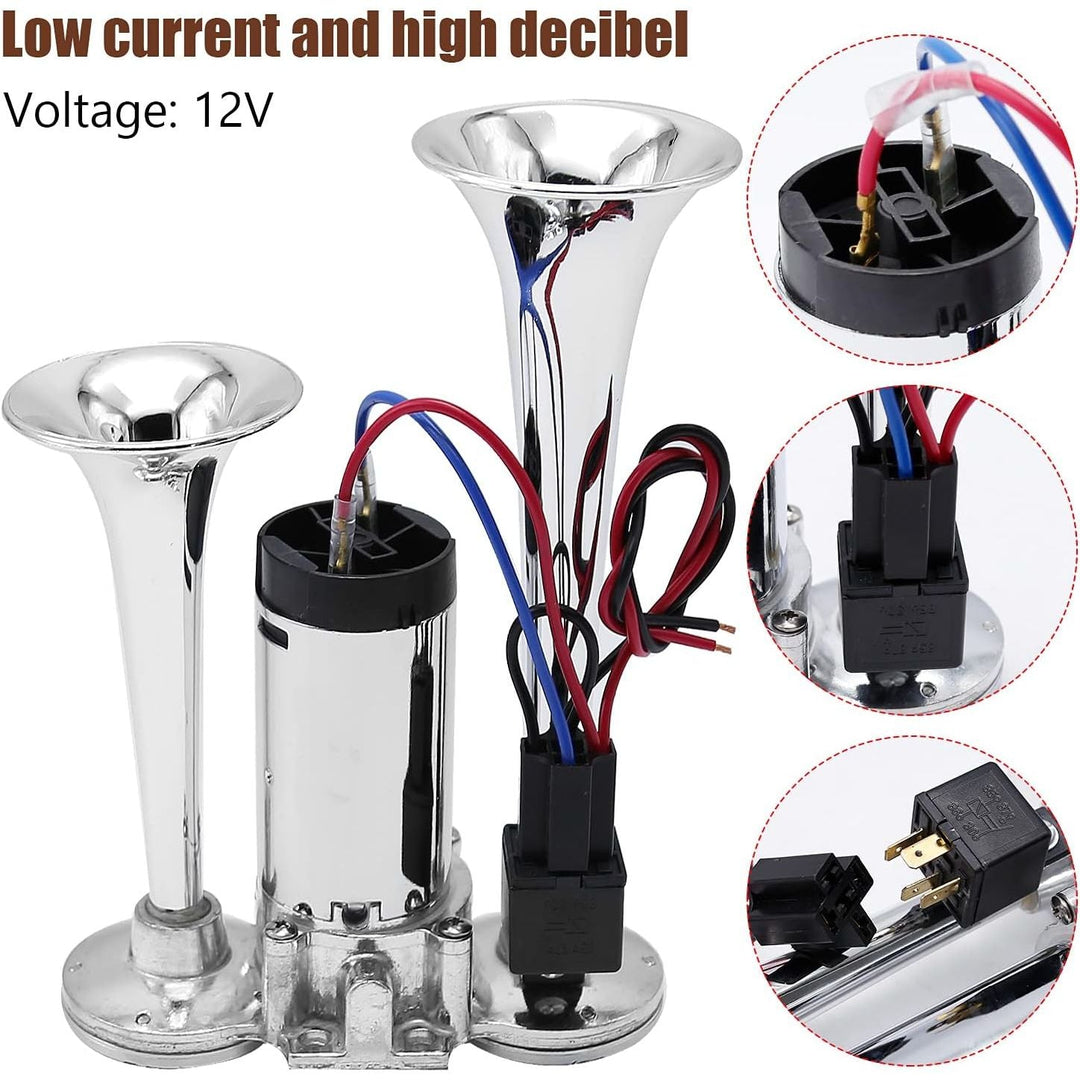 Train Horn for Truck 600DB, Train Horns Fit for Pickup Trucks, 12V Dual Trumpets Air Horn Kit, Boat Car Train Ship Van Speaker (Silver) - Just Closeouts Canada Inc.