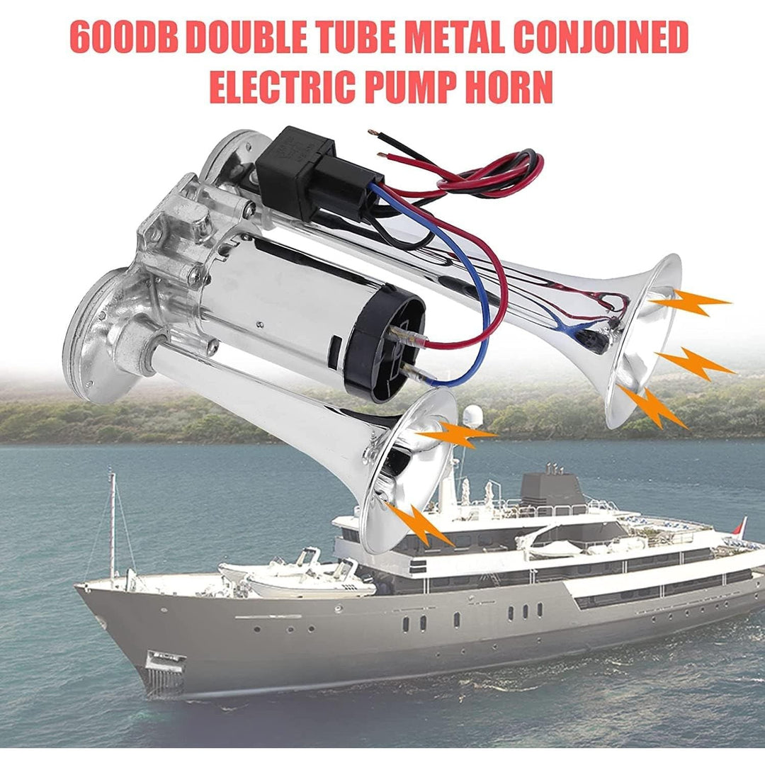 Train Horn for Truck 600DB, Train Horns Fit for Pickup Trucks, 12V Dual Trumpets Air Horn Kit, Boat Car Train Ship Van Speaker (Silver) - Just Closeouts Canada Inc.