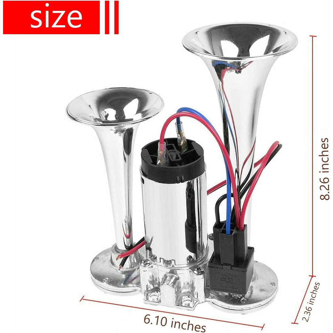 Train Horn for Truck 600DB, Train Horns Fit for Pickup Trucks, 12V Dual Trumpets Air Horn Kit, Boat Car Train Ship Van Speaker (Silver) - Just Closeouts Canada Inc.