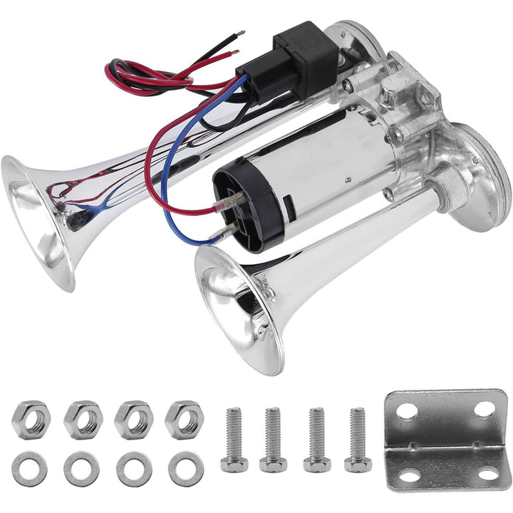 Train Horn for Truck 600DB, Train Horns Fit for Pickup Trucks, 12V Dual Trumpets Air Horn Kit, Boat Car Train Ship Van Speaker (Silver) - Just Closeouts Canada Inc.