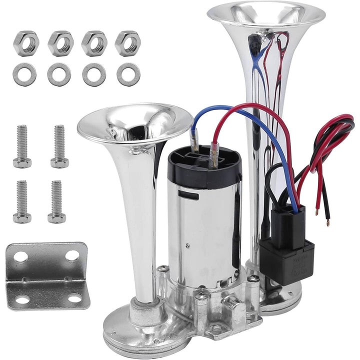 Train Horn for Truck 600DB, Train Horns Fit for Pickup Trucks, 12V Dual Trumpets Air Horn Kit, Boat Car Train Ship Van Speaker (Silver) - Just Closeouts Canada Inc.