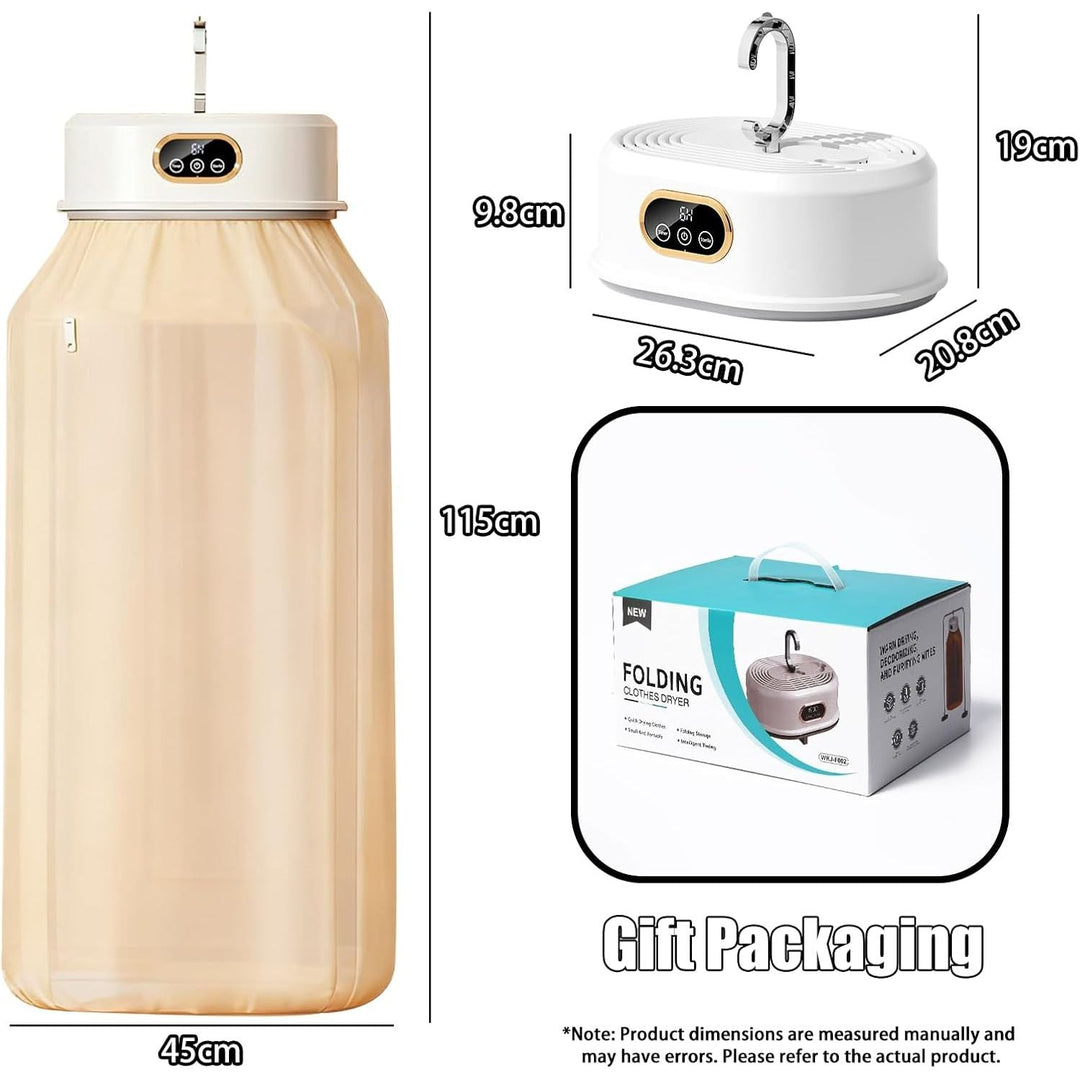 Travel Portable Dryer - 5 - Min Quick Preheat, 6 - Hour Continuous Drying, 10cm Foldable Mini Dryer for Apartments, RVs, Travel - Holds 8 Clothes - Just Closeouts Canada Inc.