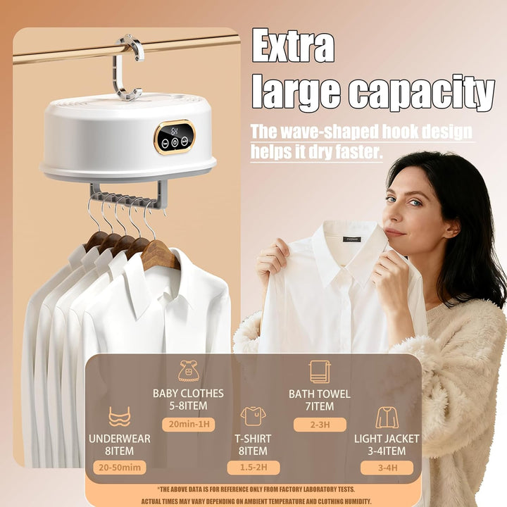 Travel Portable Dryer - 5 - Min Quick Preheat, 6 - Hour Continuous Drying, 10cm Foldable Mini Dryer for Apartments, RVs, Travel - Holds 8 Clothes - Just Closeouts Canada Inc.