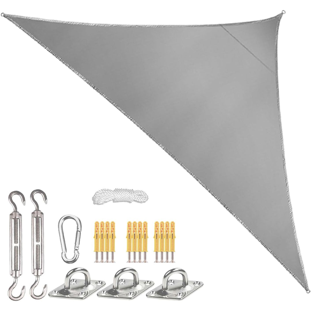 Triangle Sun Shade Sail 9.58'x9.58'x13.94',with Installation Fixing Kit, Outdoor Water - Resistant Shade Sail,420D Oxford Fabric Incl Fixing Rope,Awning for Balconies,Terraces and Gardens - Just Closeouts Canada Inc.
