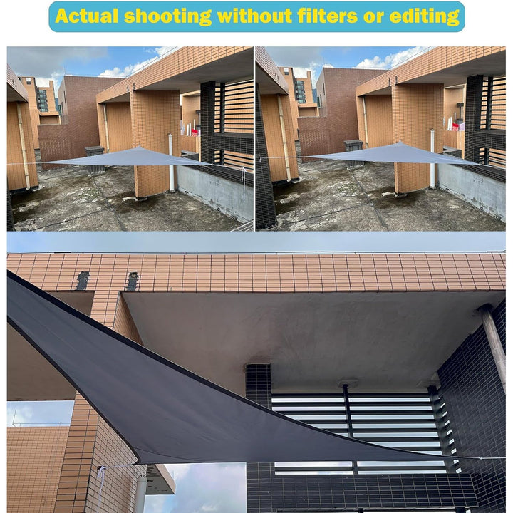 Triangle Sun Shade Sail 9.58'x9.58'x13.94',with Installation Fixing Kit, Outdoor Water - Resistant Shade Sail,420D Oxford Fabric Incl Fixing Rope,Awning for Balconies,Terraces and Gardens - Just Closeouts Canada Inc.
