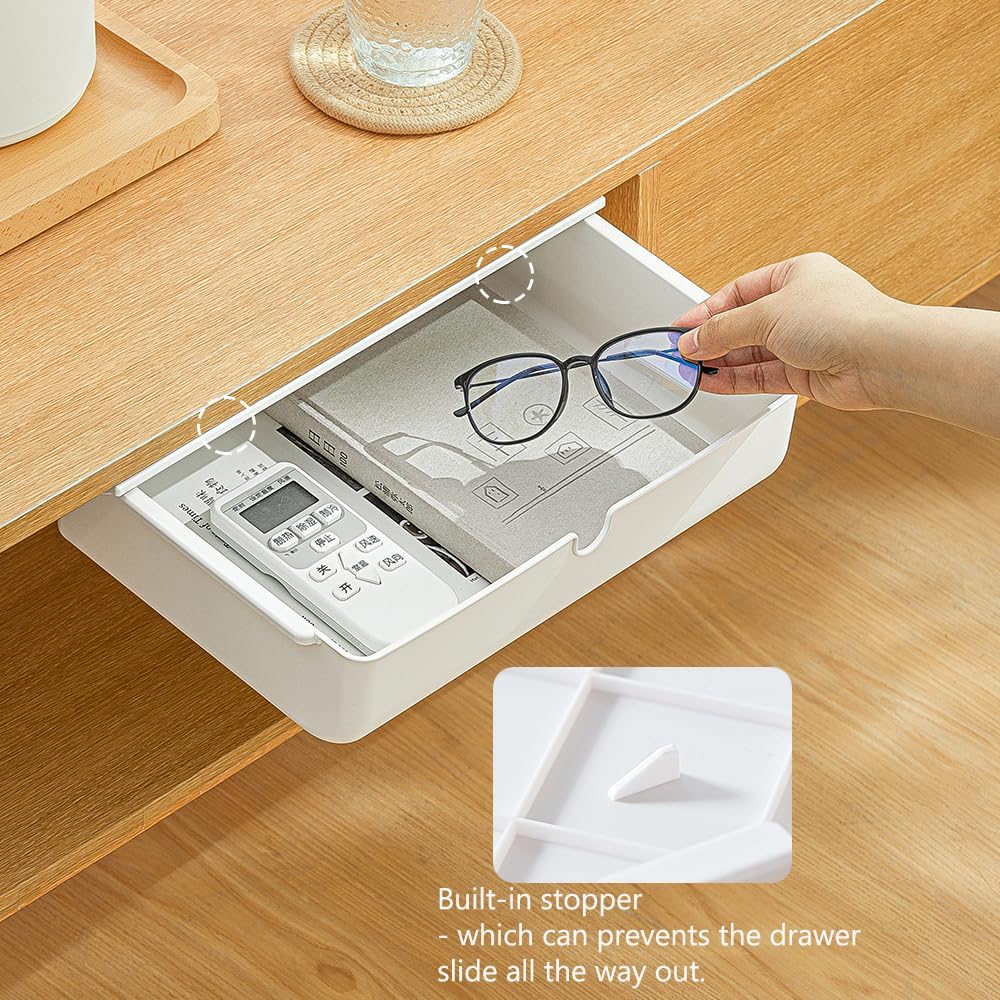 Under Desk Drawer Self-Stick Storage Organizer for Office Home School Large Size White 2 Pack - Just Closeouts Canada Inc.X0044CVB4Z
