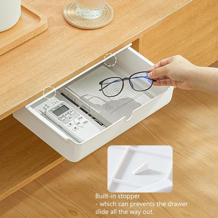 Under Desk Drawer Self-Stick Storage Organizer for Office Home School Large Size White 2 Pack - Just Closeouts Canada Inc.X0044CVB4Z