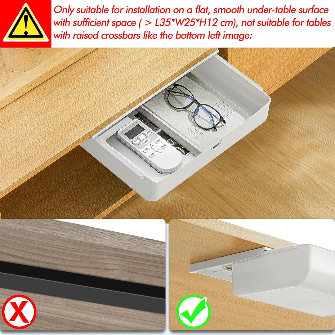 Under Desk Drawer Self-Stick Storage Organizer for Office Home School Large Size White 2 Pack - Just Closeouts Canada Inc.X0044CVB4Z