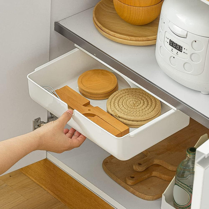 Under Desk Drawer Self-Stick Storage Organizer for Office Home School Large Size White 2 Pack - Just Closeouts Canada Inc.X0044CVB4Z