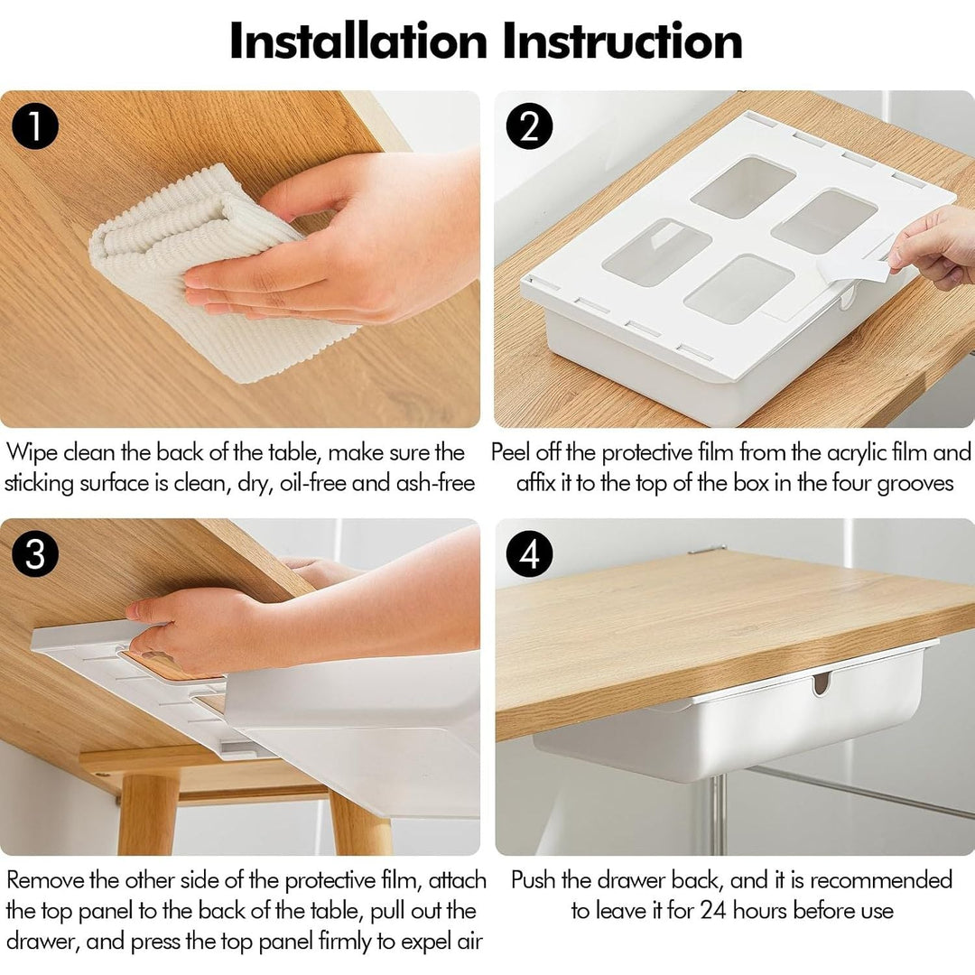 Under Desk Drawer Self-Stick Storage Organizer for Office Home School Large Size White 2 Pack - Just Closeouts Canada Inc.X0044CVB4Z