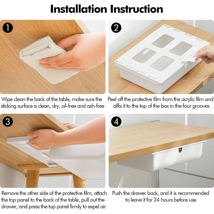 Under Desk Drawer Self-Stick Storage Organizer for Office Home School Large Size White 2 Pack - Just Closeouts Canada Inc.X0044CVB4Z