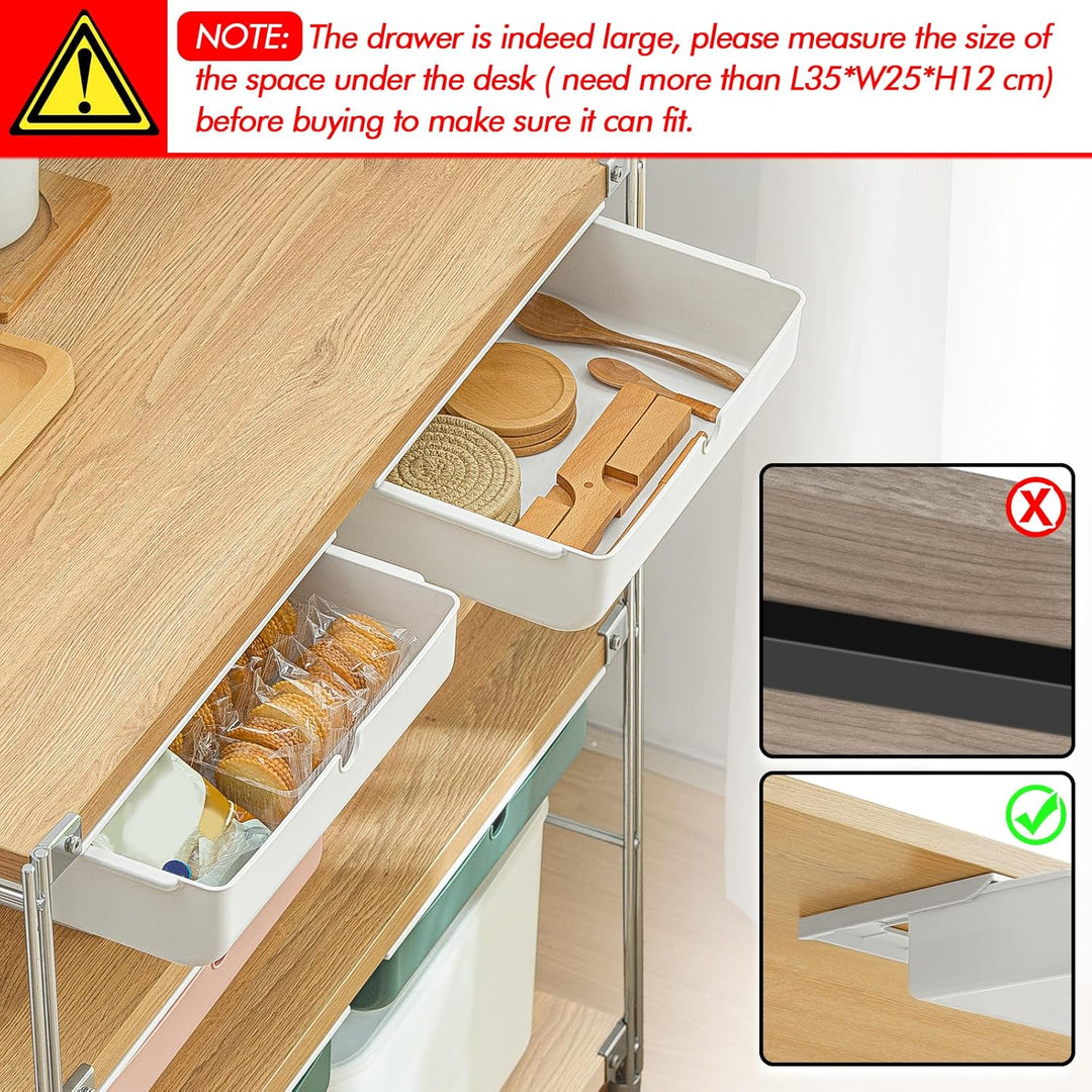 Under Desk Drawer Self-Stick Storage Organizer for Office Home School Large Size White 2 Pack - Just Closeouts Canada Inc.X0044CVB4Z