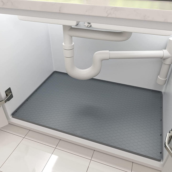 Under Sink Kitchen Cabinet Mat, 19" x 22" Flexible Waterproof Silicone Made, Under Sink Mats for Kitchen Waterproof Cabinet Protector & Drip Tray Liner (Gray) - Just Closeouts Canada Inc.X0040PAOGH