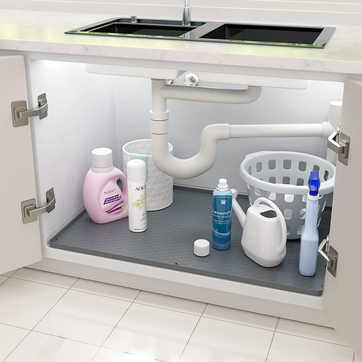 Under Sink Kitchen Cabinet Mat, 19" x 22" Flexible Waterproof Silicone Made, Under Sink Mats for Kitchen Waterproof Cabinet Protector & Drip Tray Liner (Gray) - Just Closeouts Canada Inc.X0040PAOGH