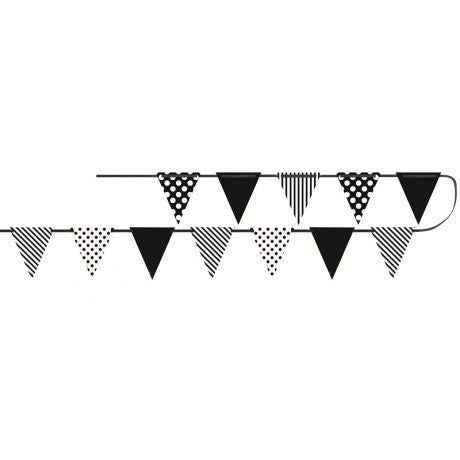 Unique Party Dots And Stripes Decorative Banner Bunting - Black 10.6 ft - Just Closeouts Canada Inc.011179633357