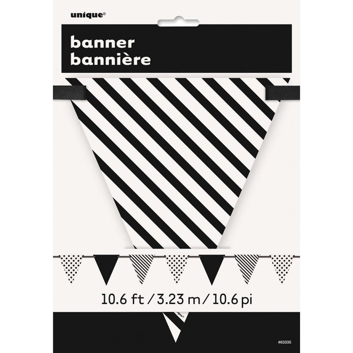 Unique Party Dots And Stripes Decorative Banner Bunting - Black 10.6 ft - Just Closeouts Canada Inc.011179633357