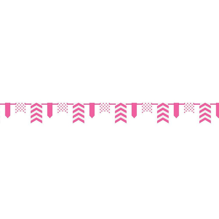 Unique Party Hot Pink Polka Dot and Chevron Flag Banner 10.8 ft - Just Closeouts Canada Inc.011179633111