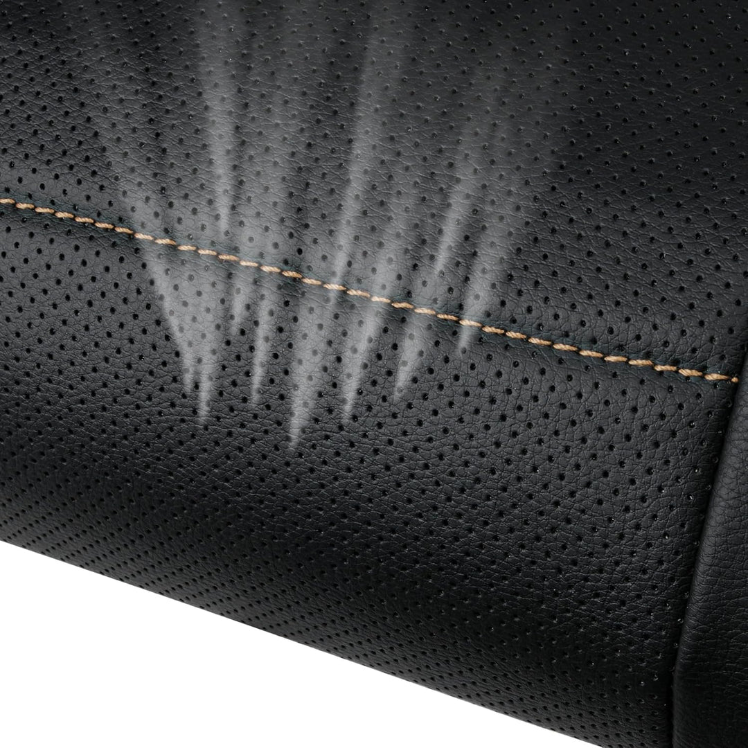 Universal FIT Piping Leather Car Seat Cover, for suvs,Van,Trucks,Airbag Compatible,Inside Zipper Design and Reserved Opening Holes (Full seat Covers, Black and Beige) - Just Closeouts Canada Inc.