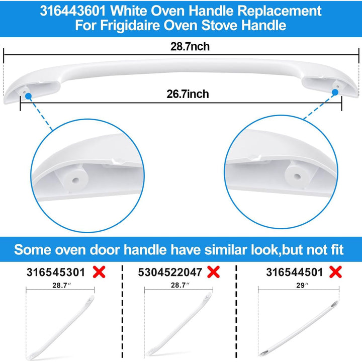 Upgraded 316443601 Oven Door Handle Replacement w/ 2Pcs 316433300 Screws Compatible with Frigi - daire Ken - More Elec - trolux Electric Range Oven Stove, Replaces AP3906094, PS1147400 Oven Handle, White - Just Closeouts Canada Inc.
