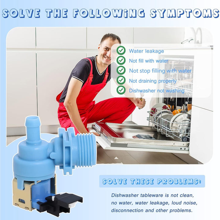 Upgraded W10327250 W10327249 Dishwasher Water Inlet Valve WPW10327249 Compatible with Whirlpool Kenmore Amana Kitchen Aid Dishwashers, Replaces W11130743 W10195047 W10316814 AP6024301 - Just Closeouts Canada Inc.