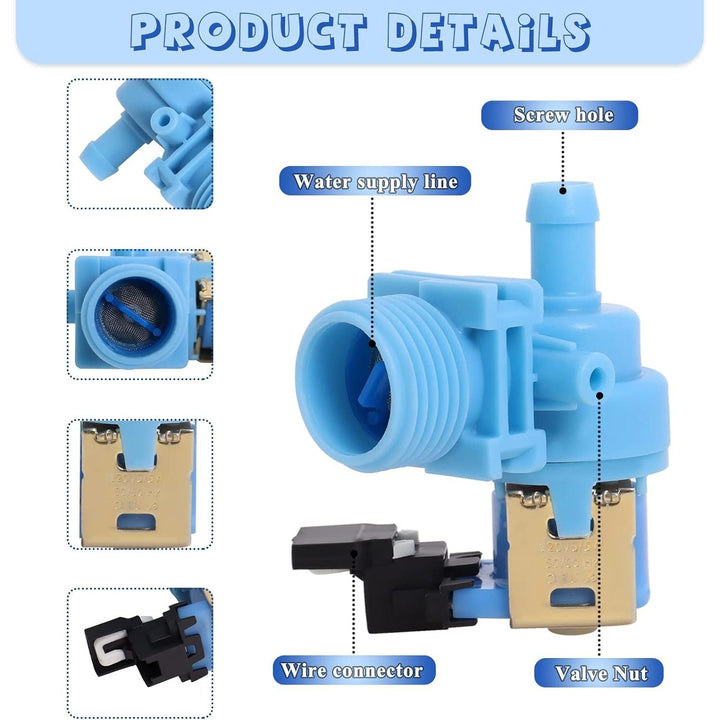 Upgraded W10327250 W10327249 Dishwasher Water Inlet Valve WPW10327249 Compatible with Whirlpool Kenmore Amana Kitchen Aid Dishwashers, Replaces W11130743 W10195047 W10316814 AP6024301 - Just Closeouts Canada Inc.